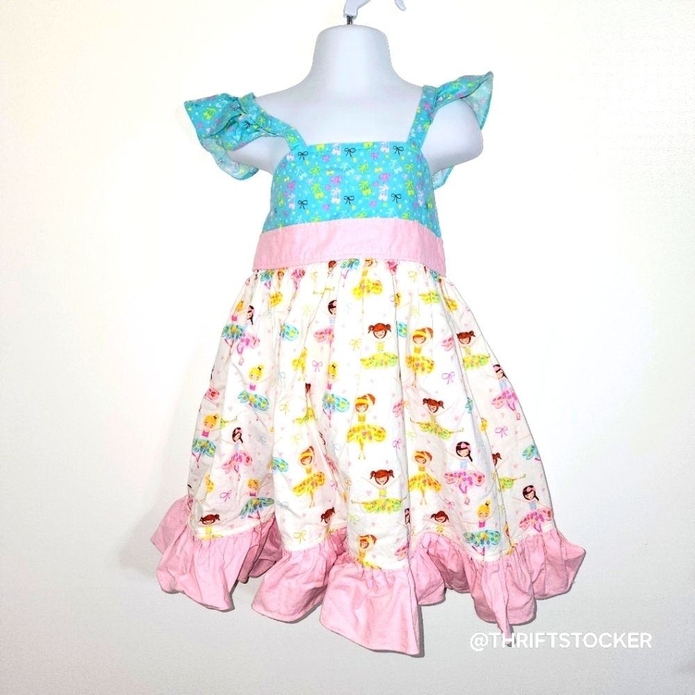 Girls' ballerina printed Dress with Ruffle Hem size 4T